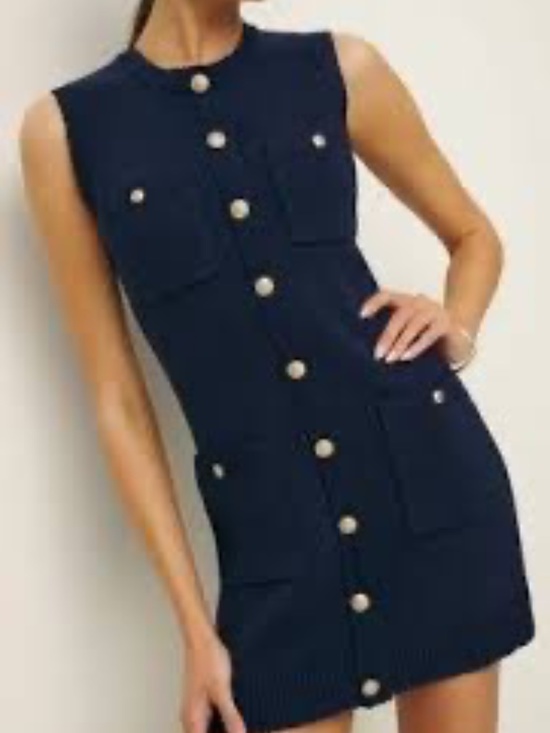 Reformation Dresses & Skirts - NWT Reformation Catalina Cotton Button Up Mini Dress Navy L